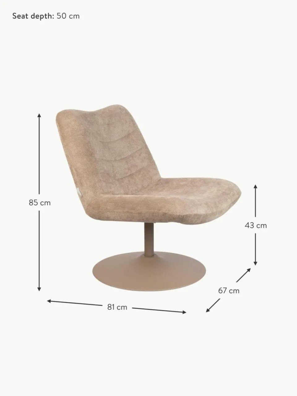 Zuiver Drehbarer Cord-Loungesessel Bubba