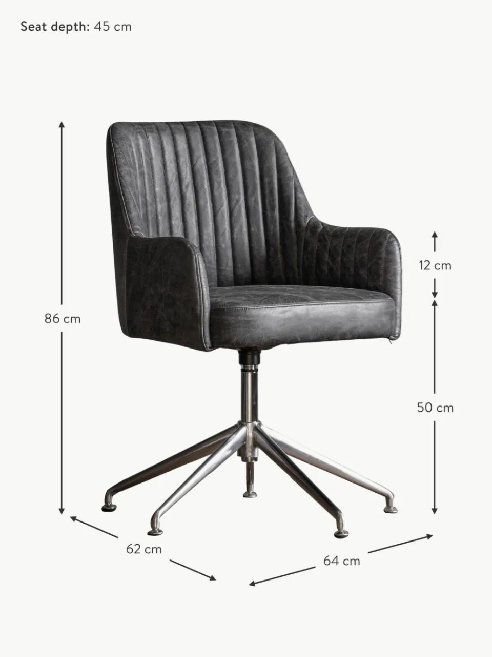 Westwing Drehbarer Leder-Armlehnstuhl Curie