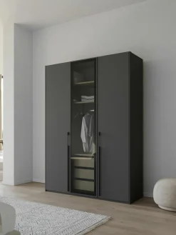 Westwing Drehtürenschrank Skat Shine mit beleuchteten Glastüren