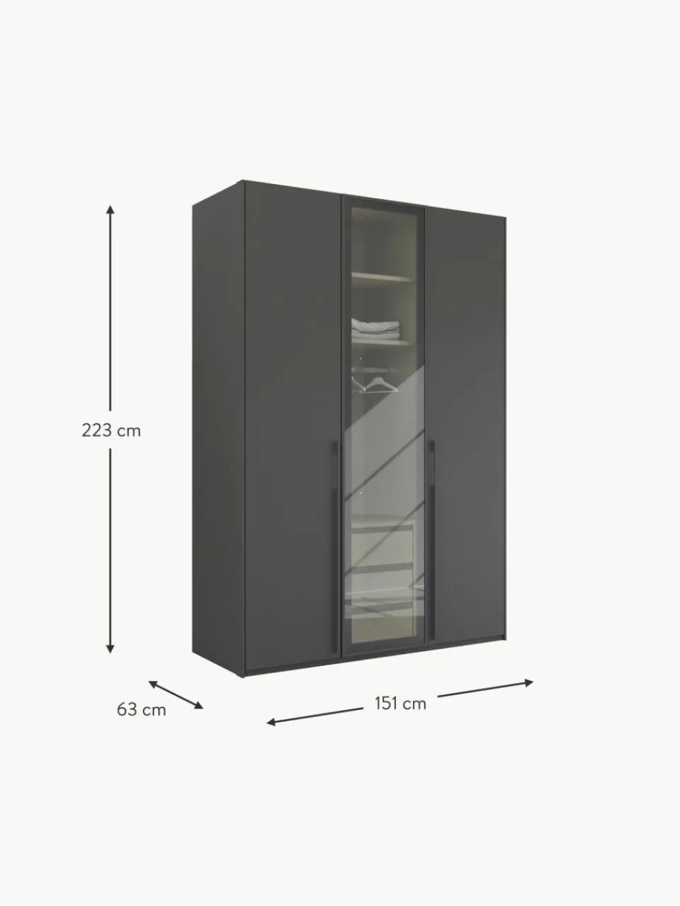 Westwing Drehtürenschrank Skat Shine mit beleuchteten Glastüren