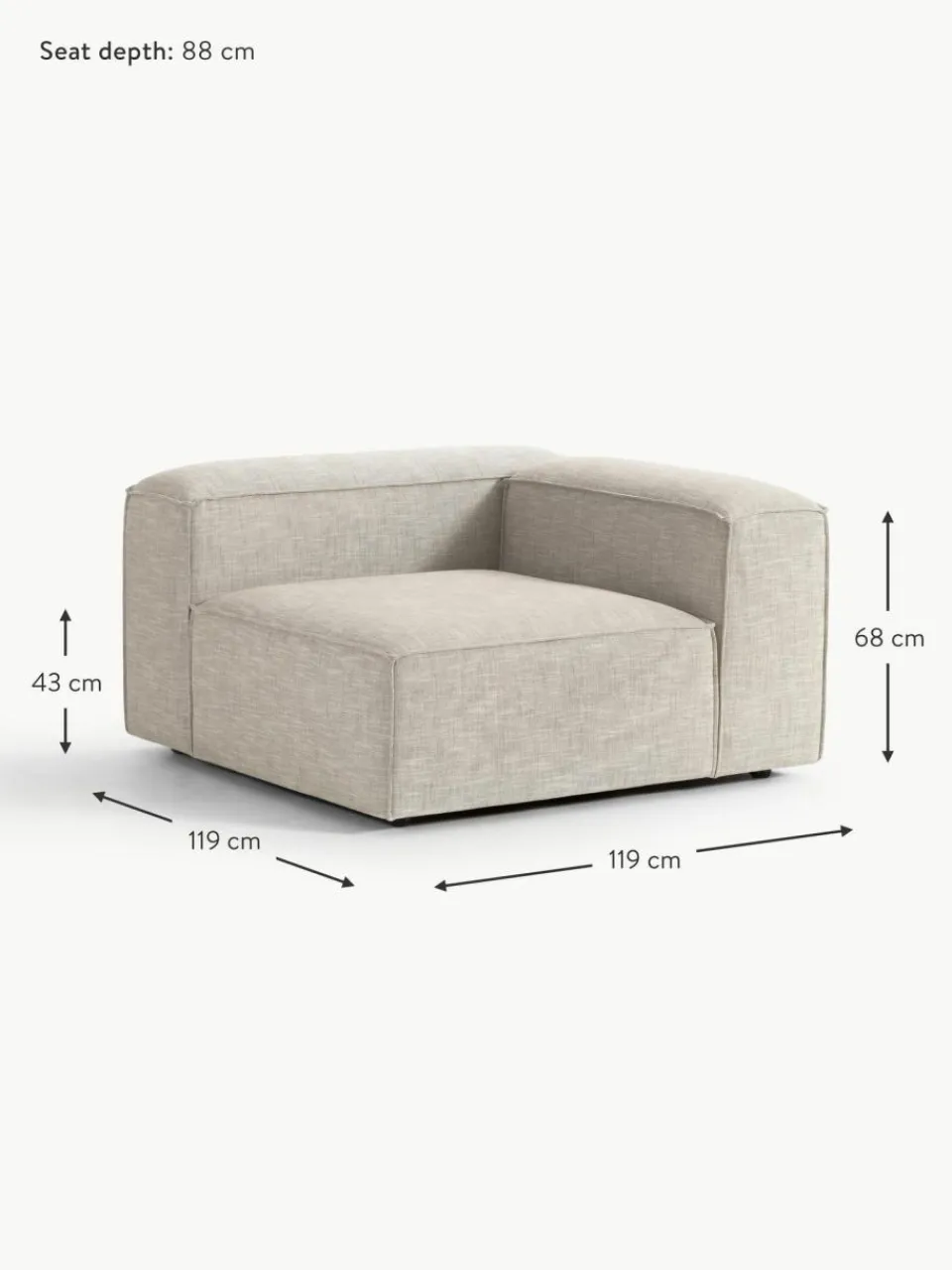 Westwing Collection Eckmodul Lennon aus Leinen-Mix