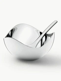 Georg Jensen Edelstahl-Salzschale Bloom mit Löffel
