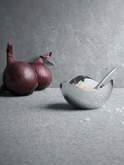 Georg Jensen Edelstahl-Salzschale Bloom mit Löffel