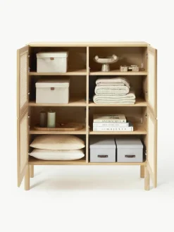 Westwing Collection Eichenholz-Highboard Jolie mit Wiener Geflecht