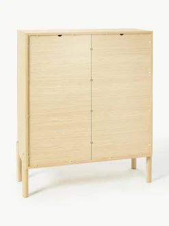 Westwing Collection Eichenholz-Highboard Jolie mit Wiener Geflecht
