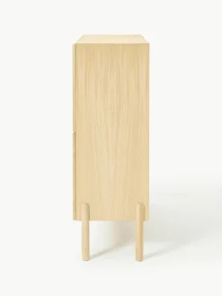 Westwing Collection Eichenholz-Highboard Jolie mit Wiener Geflecht