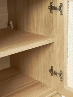 Westwing Collection Eichenholz-Highboard Jolie mit Wiener Geflecht