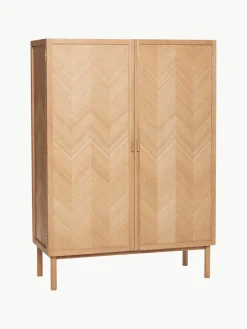 Hübsch Eichenholz-Kleiderschrank Herringbone mit Fischgrätmuster