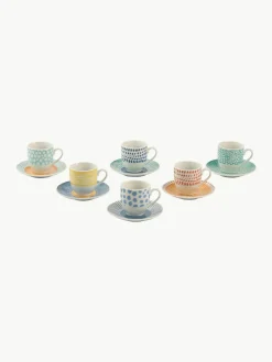 Villa D'Este Home Tivoli Espressotassen Marea mit Untertassen, 6er-Set