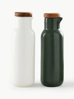 Ladelle Essig- und Öl-Spender Essentials aus Porzellan und Akazienholz, 2er-Set