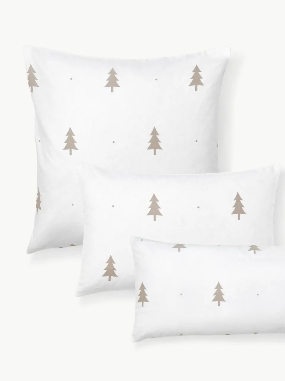 Westwing Collection Flanell-Kopfkissenbezug X-mas Tree mit weihnachtlichem Motiv