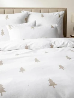 Westwing Collection Flanell-Kopfkissenbezug X-mas Tree mit weihnachtlichem Motiv
