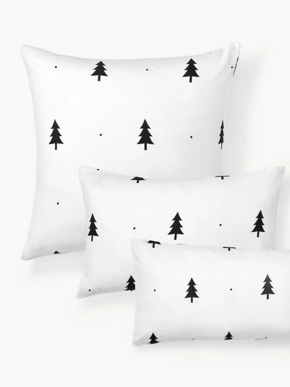 Westwing Collection Flanell-Kopfkissenbezug X-mas Tree mit weihnachtlichem Motiv