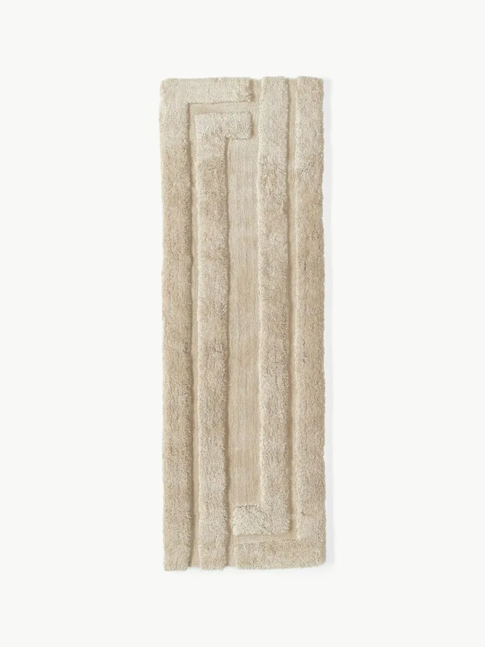 Westwing Collection Flauschiger Hochflor-Läufer Genève mit erhabener Hoch-Tief-Struktur