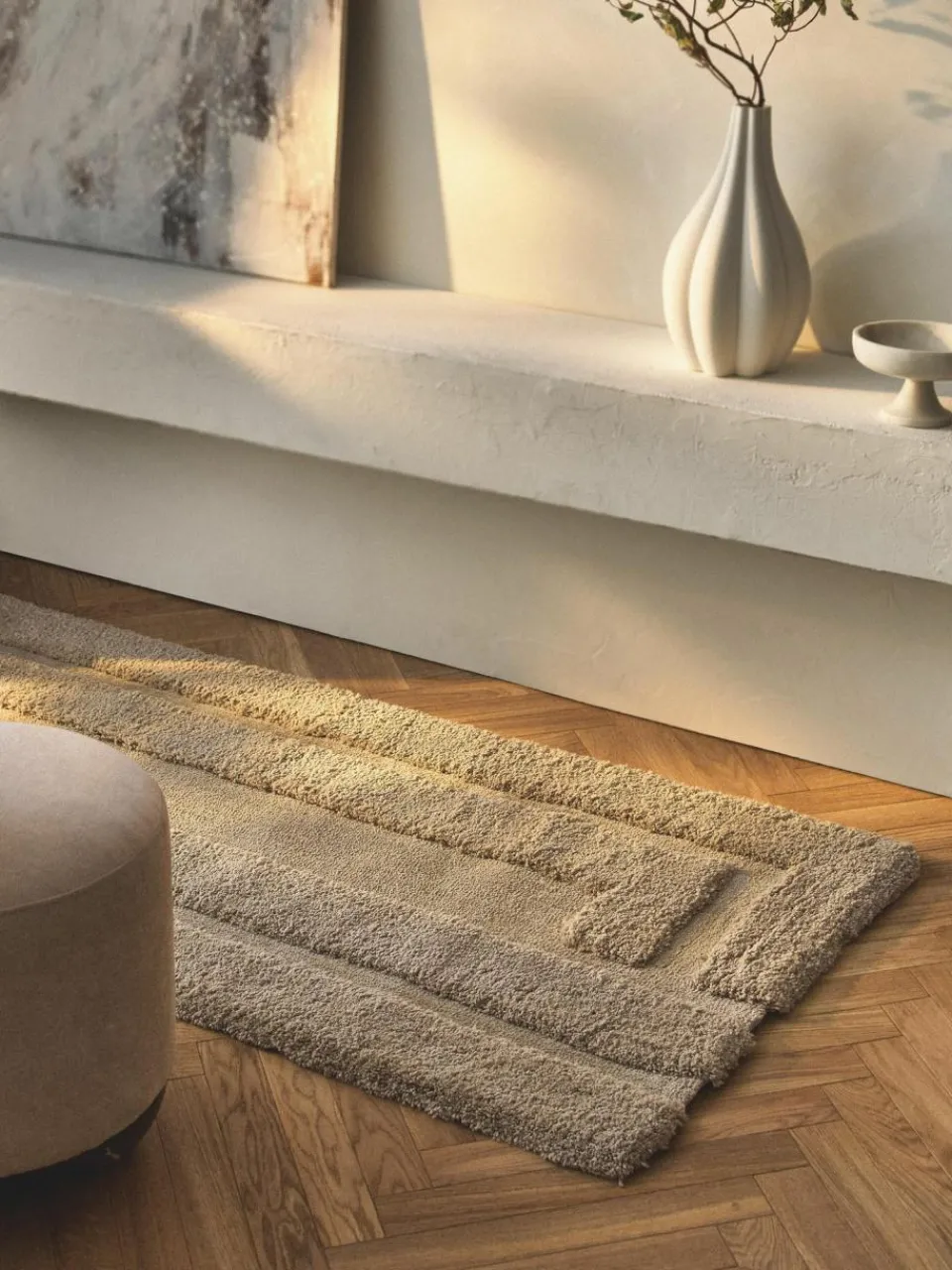 Westwing Collection Flauschiger Hochflor-Läufer Genève mit erhabener Hoch-Tief-Struktur