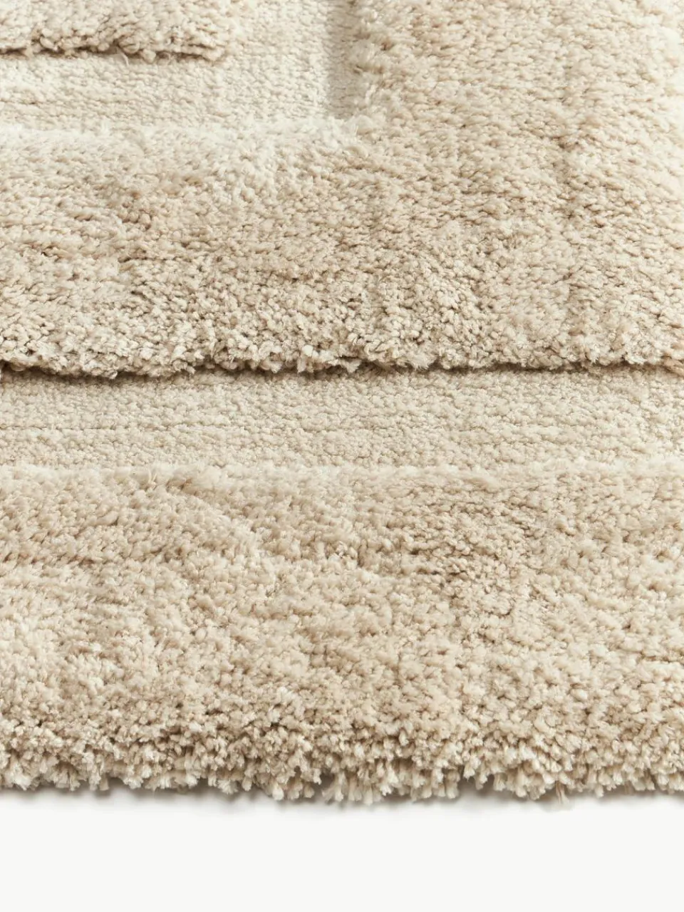Westwing Collection Flauschiger Hochflor-Läufer Genève mit erhabener Hoch-Tief-Struktur
