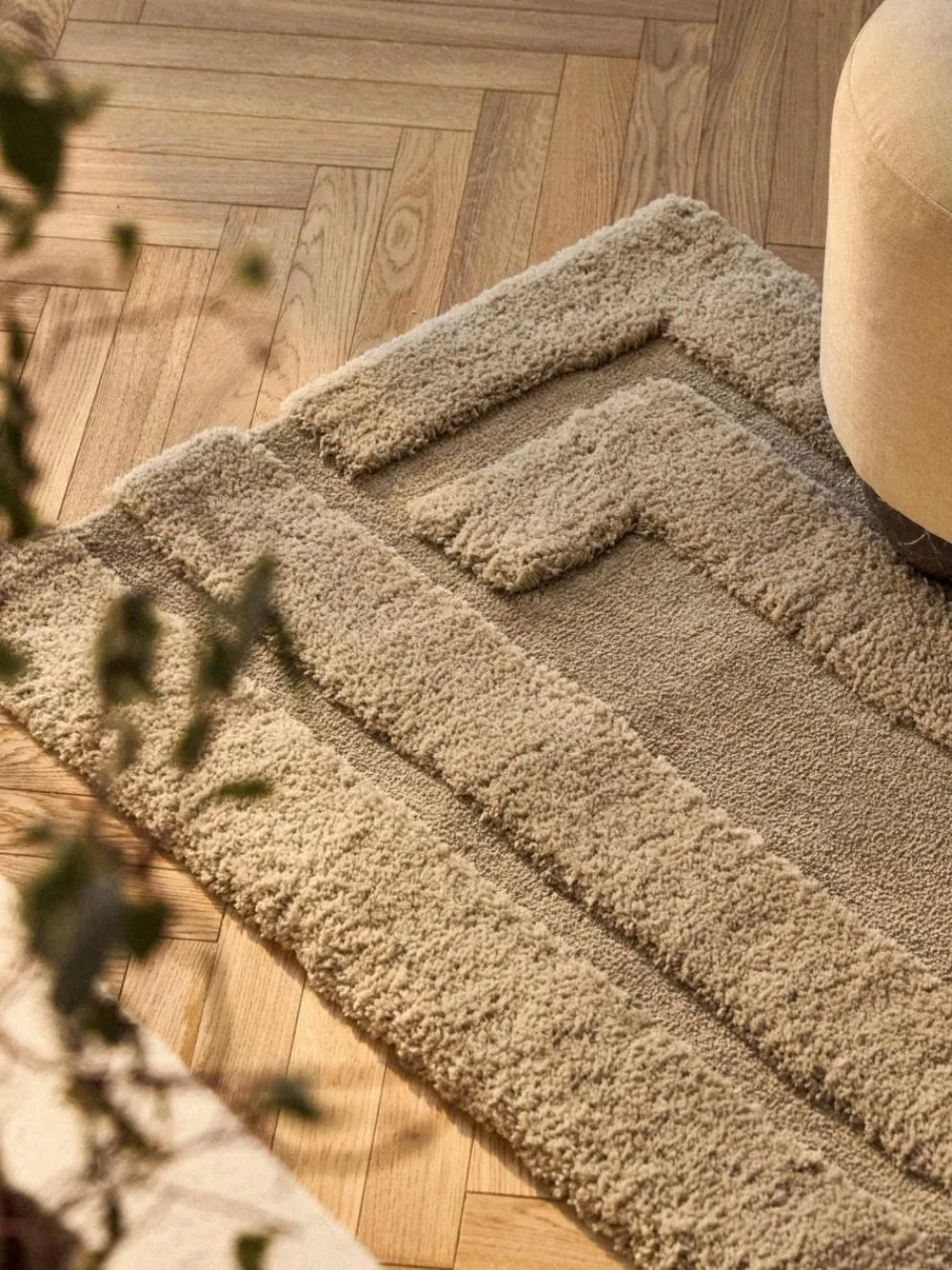 Westwing Collection Flauschiger Hochflor-Läufer Genève mit erhabener Hoch-Tief-Struktur