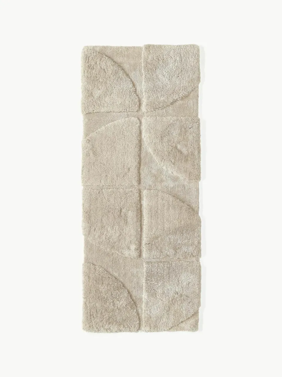 Westwing Collection Flauschiger Hochflor-Läufer Jade mit erhabener Hoch-Tief-Struktur