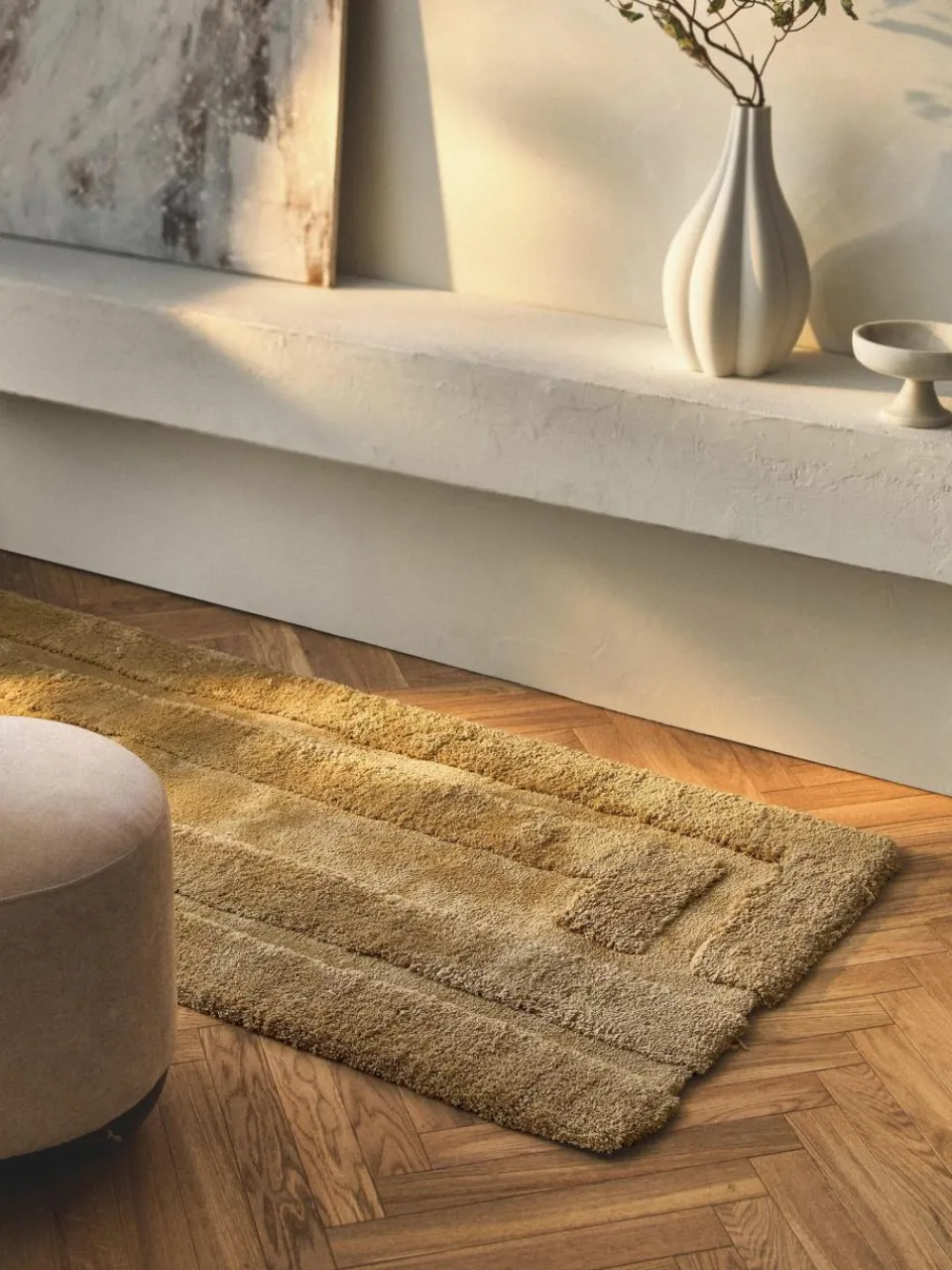 Westwing Collection Flauschiger Hochflor-Läufer Genève mit erhabener Hoch-Tief-Struktur