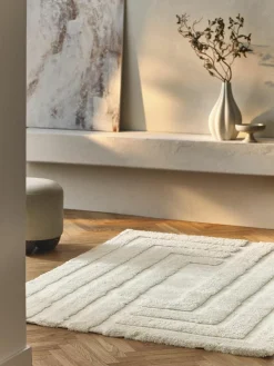 Westwing Collection Flauschiger Hochflor-Teppich Genève mit erhabener Hoch-Tief-Struktur