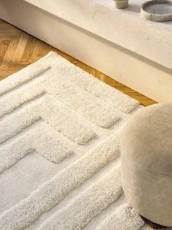 Westwing Collection Flauschiger Hochflor-Teppich Genève mit erhabener Hoch-Tief-Struktur