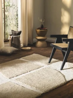 Westwing Collection Flauschiger Hochflor-Teppich Jade mit erhabener Hoch-Tief-Struktur