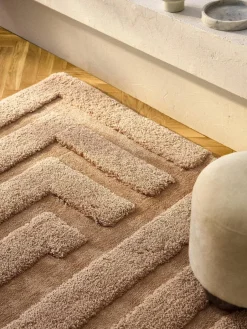 Westwing Collection Flauschiger Hochflor-Teppich Genève mit erhabener Hoch-Tief-Struktur