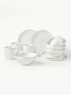 Westwing Collection Frühstücks-Set Sali mit Relief, 4 Personen (12-tlg.)