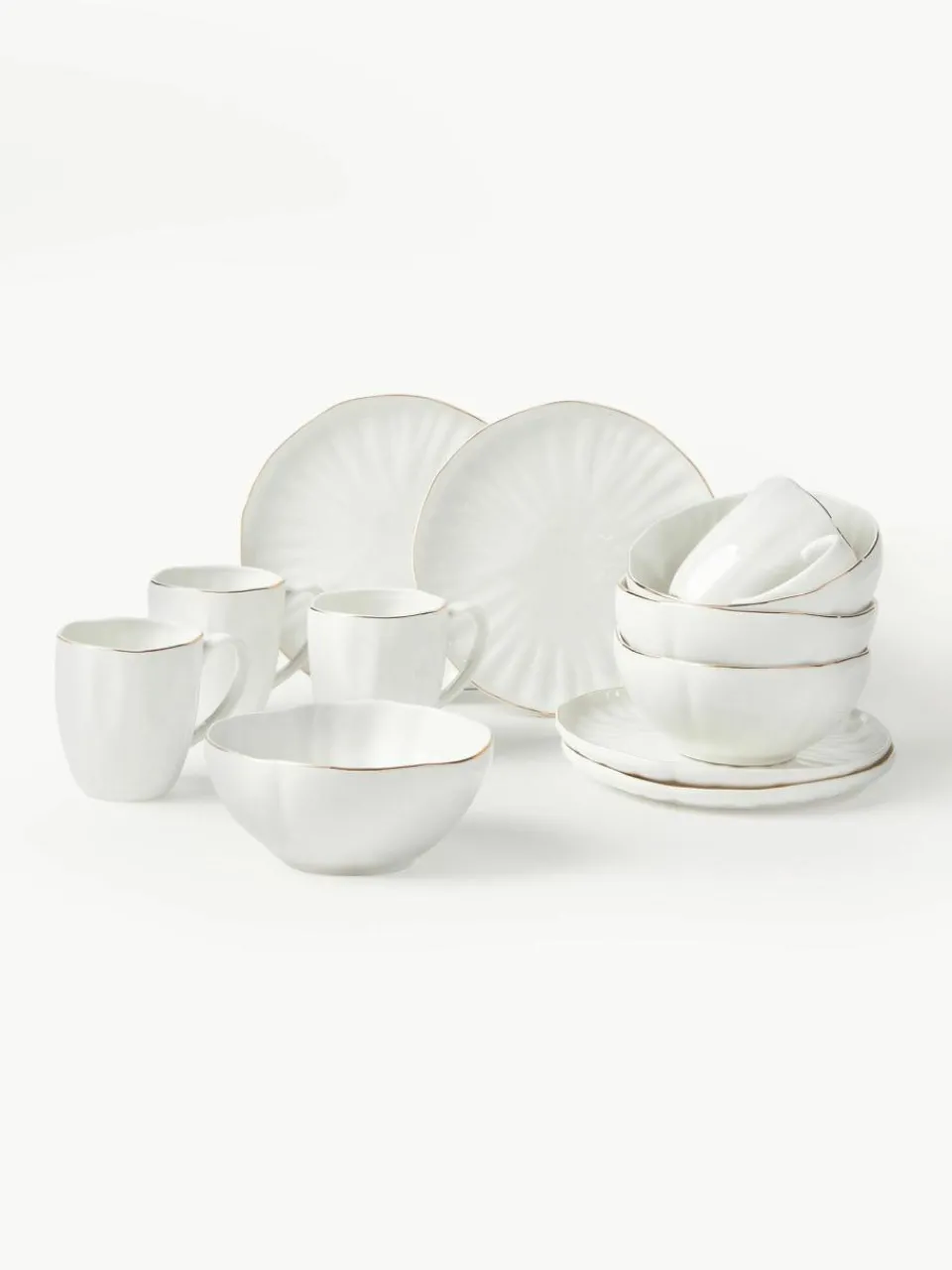 Westwing Collection Frühstücks-Set Sali mit Relief, 4 Personen (12-tlg.)