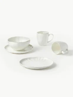 Westwing Collection Frühstücks-Set Sali mit Relief, 4 Personen (12-tlg.)