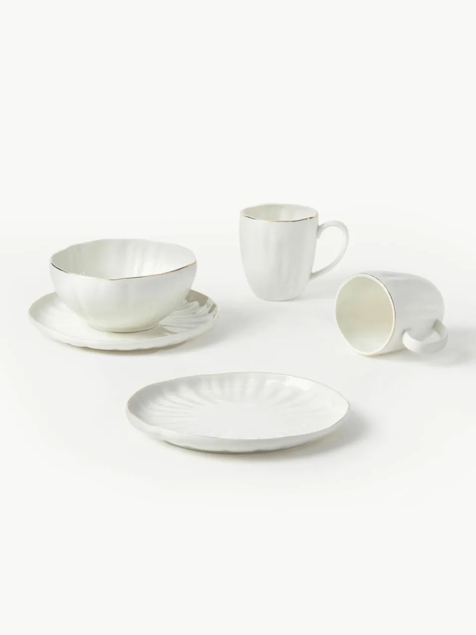 Westwing Collection Frühstücks-Set Sali mit Relief, 4 Personen (12-tlg.)