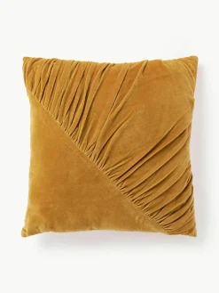 Westwing Collection Gerafftes Samt-Kissen Vada