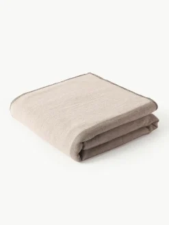 Westwing Collection Gestreifte Wolldecke Ivory