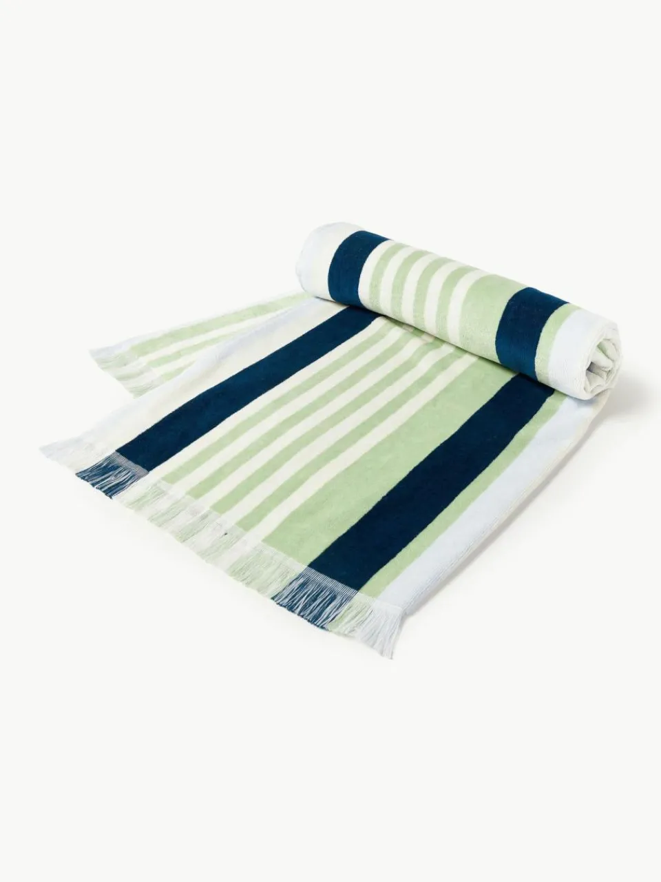 Westwing Collection Gestreiftes Strandtuch Miri mit Fransenabschluss
