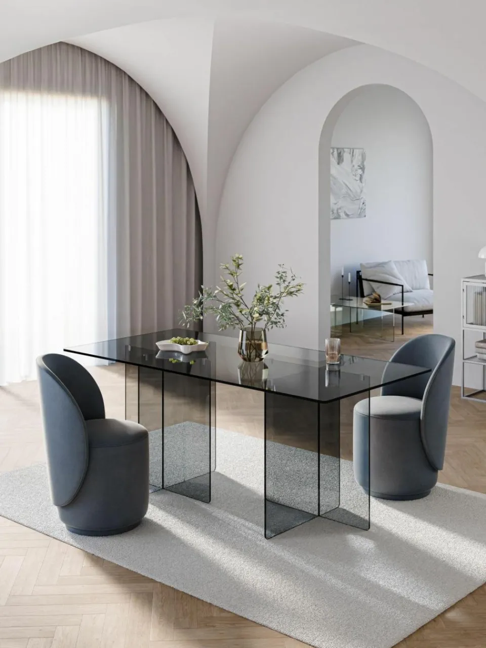 Westwing Collection Glas-Esstisch Anouk, 180 x 90 cm