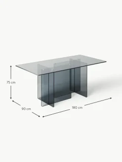 Westwing Collection Glas-Esstisch Anouk, 180 x 90 cm