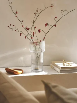 Westwing Collection Glas-Vase Lija mit geriffelter Oberfläche, H 30 cm