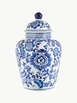 Westwing Große Deckelvase Annabelle aus Porzellan, H 35 cm