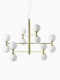 Westwing Collection Große Pendelleuchte Grover mit Opal-Glaskugeln