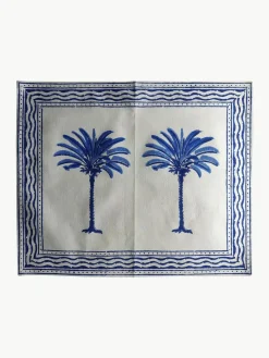 Les Ottomans Handbedruckte Baumwoll-Tischsets The Palms, 4 Stück