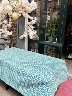 Les Ottomans Handbedruckte Baumwoll-Tischdecke Sarp
