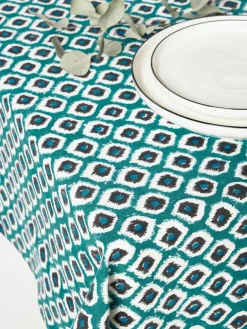 Les Ottomans Handbedruckte Baumwoll-Tischdecke Sarp