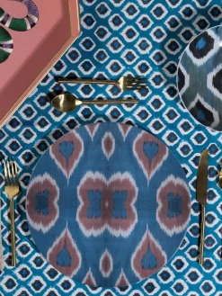 Les Ottomans Handbedruckte Baumwoll-Tischdecke Sarp