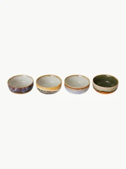 HKLIVING Handbemalte Dipschälchen 70's mit reaktiver Glasur, 4er-Set