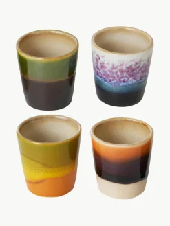 HKLIVING Handbemalte Eierbecher 70's mit reaktiver Glasur, 4er-Set