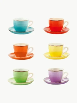 Villa D'Este Home Tivoli Handbemalte Espressotassen Baita mit Untertassen, 6er-Set