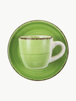 Villa D'Este Home Tivoli Handbemalte Espressotassen Baita mit Untertassen, 6er-Set