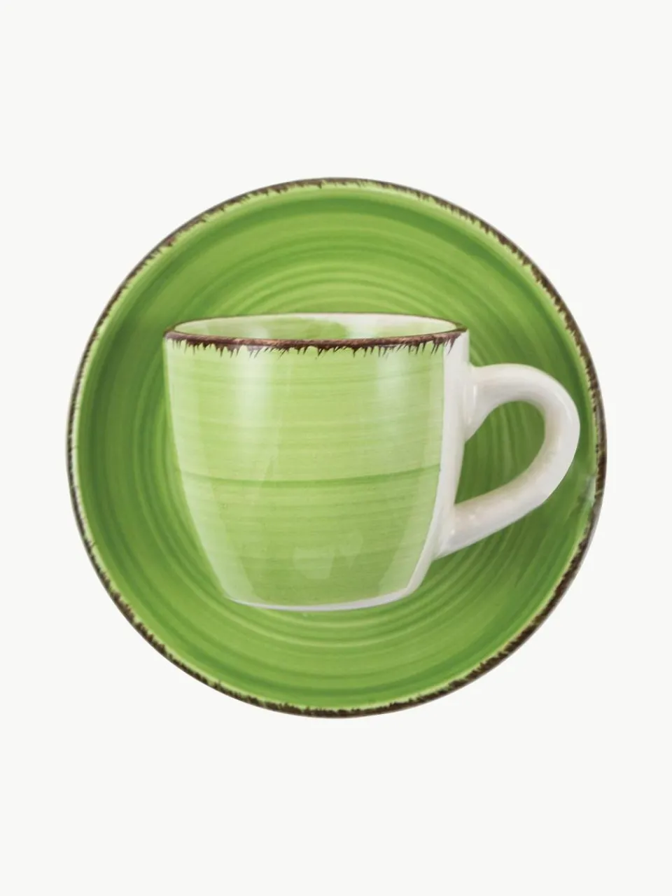 Villa D'Este Home Tivoli Handbemalte Espressotassen Baita mit Untertassen, 6er-Set