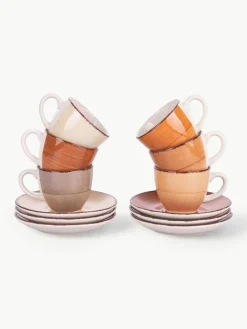 Villa D'Este Home Tivoli Handbemalte Espressotassen Baita mit Untertassen, 6er-Set