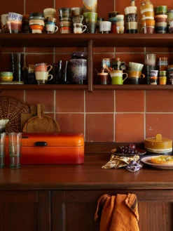 HKLIVING Handbemalte Keramik-Becher 70's mit reaktiver Glasur, 6er-Set